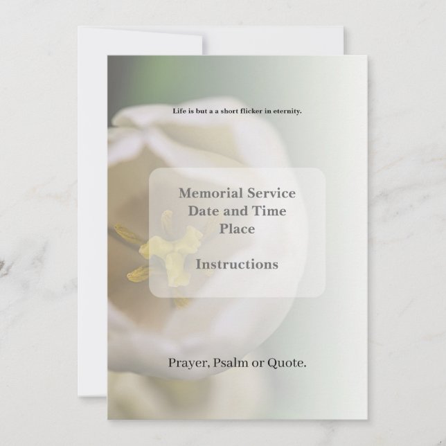 Obituär, vanlig inbjudan (Framsida)