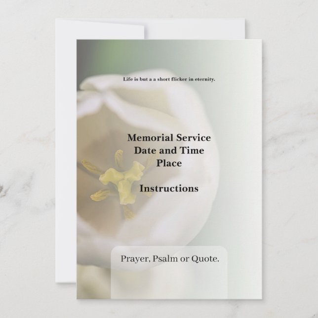 Obituär, vanlig inbjudan (Framsida)