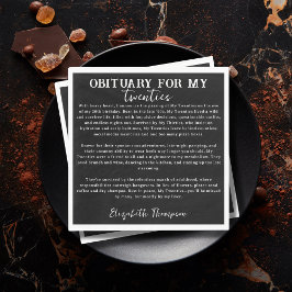 Obituary för mina 20-årsjubileum RIP 20-tal 30års Pappersservett