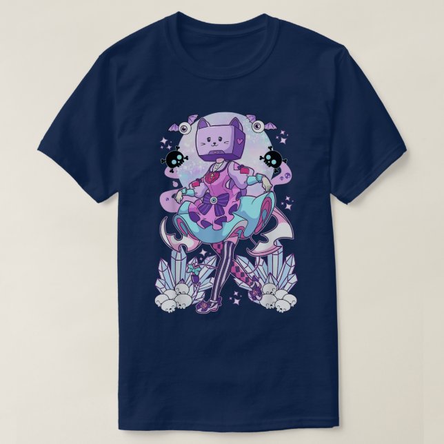 Object Head TV Cosplay Pastel Goth Neko Cat Crysta T Shirt (Design framsida)