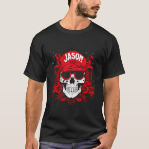 Objekt Personlig Skull med Jason Namn T Shirt