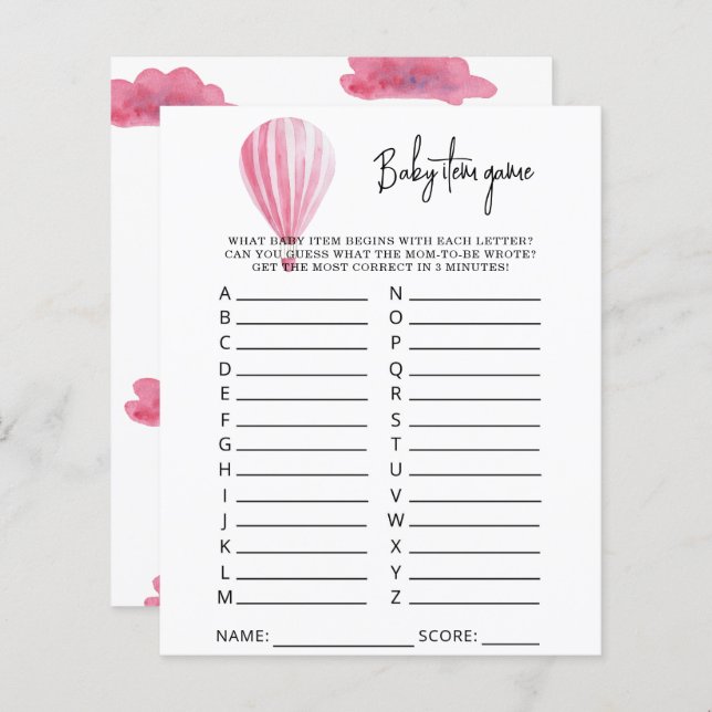 Objektspel för luftballong Baby. Barnstödsspel (Fram/baksida)