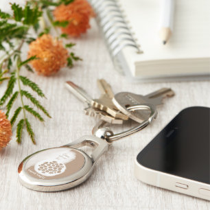 objet_11_lotus seed pod metall ovalt silverfärgad nyckelring