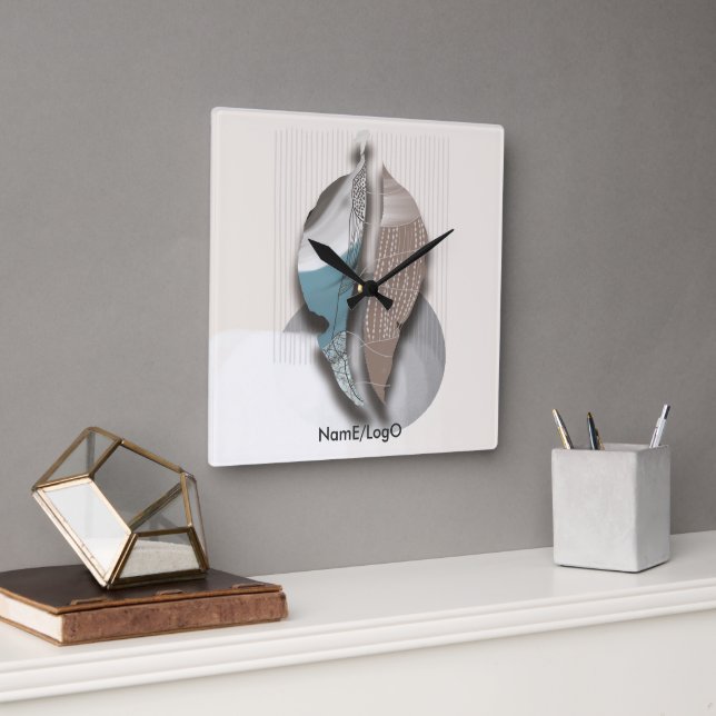 objet_8_höstblad_1 fyrkantig klocka (Kontor)