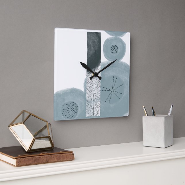 objet_9_höst löv_2 fyrkantig klocka (Kontor)
