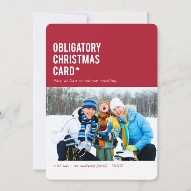 Obligatorisk jul... Funny Helgdag-fotokort Julkort (Framsida)