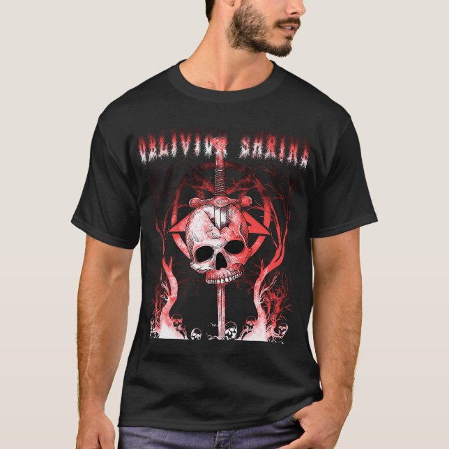 Oblivian Shrine Skull och Sword T Shirt (Framsida)