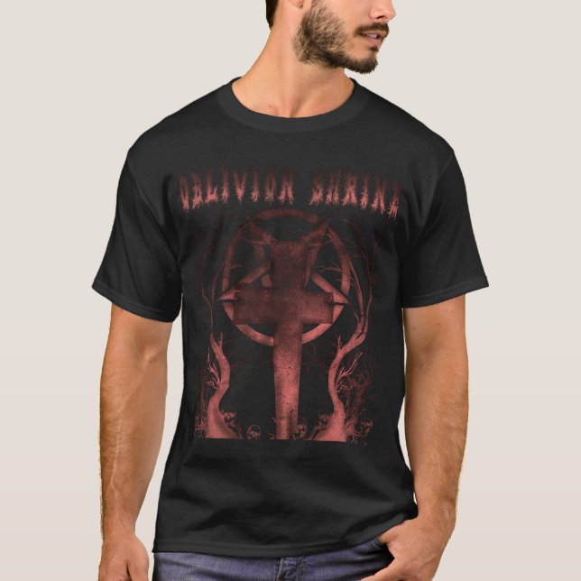 Oblivian Shrine Träd Font T Shirt (Framsida)