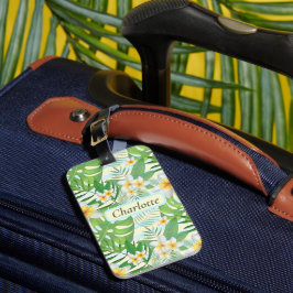 Öblommor och Monstera Lövs Personlig Bagagebricka