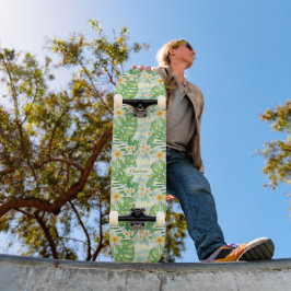 Öblommor och Monstera Lövs Personlig Mini Skateboard Bräda 18,5 Cm