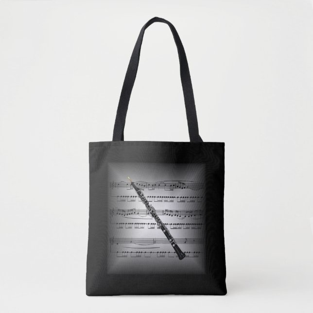 Oboe ~ 3-D Lakan Music ~ Pillow Grått/Black ~ Tygkasse (Framsida)