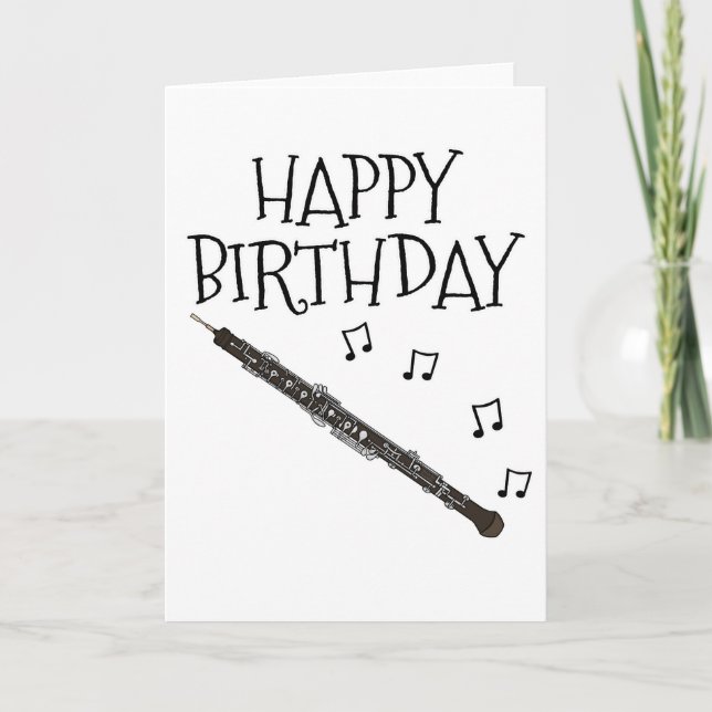 Oboe Birthday Card Woodwind Musician Tack Kort (Framsida)