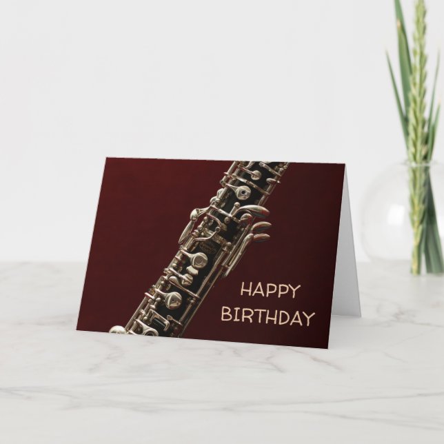Oboe klassisk musikinstrumentets födelsedag kort (Framsida)