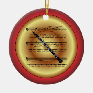 Oboe ~ Lakan Music ~ Red/Grönt/Guld ~ jul ~ Julgransprydnad Keramik