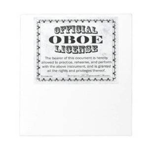 Oboe Licence Anteckningsblock