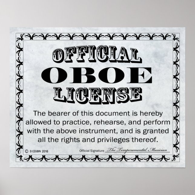 Oboe Licence Poster (Framsidan)
