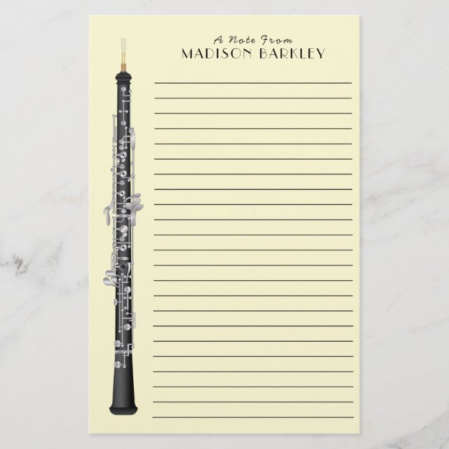 Oboe Musician Music Teacher Brevpapper (Framsida)