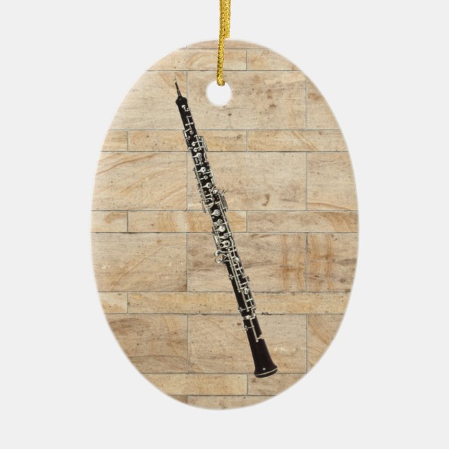 Oboe ovalt prydnadhänge julgransprydnad keramik (Framsidan)