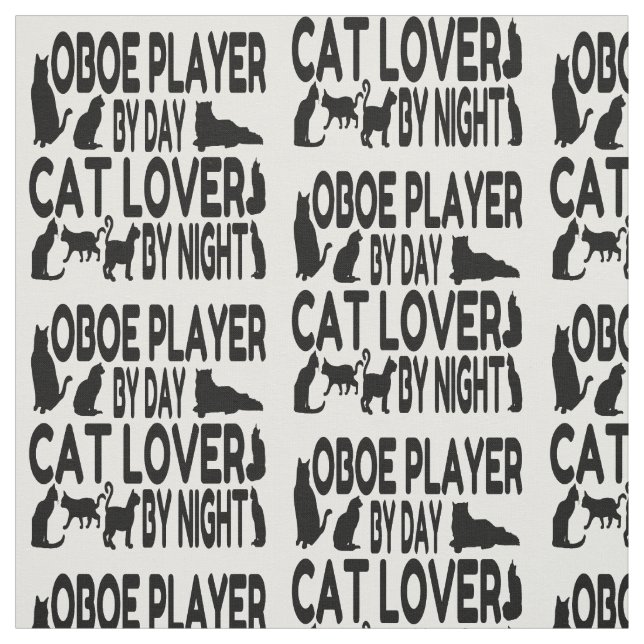 Oboe Player Kärlek Cats Tyg (Provkarta)