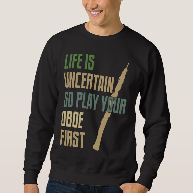 Oboe Player Retro Stil Lång Ärmad Tröja (Framsida)