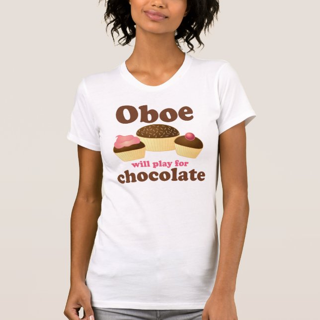 Oboe ska lek för choklad t shirt (Framsida)