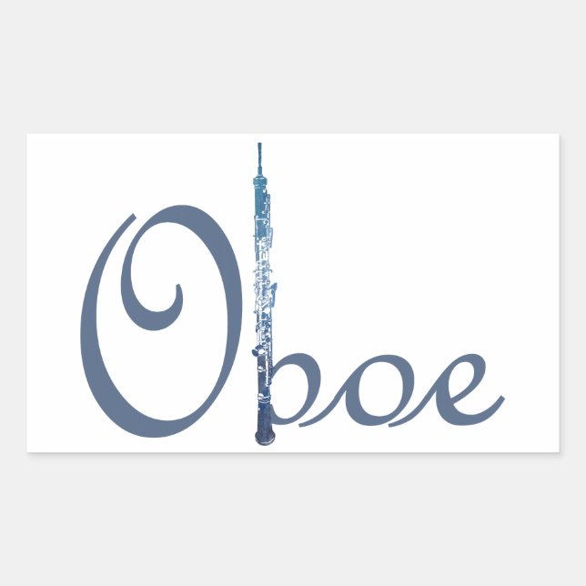Oboe skrivar rektangulärt klistermärke (Framsida)