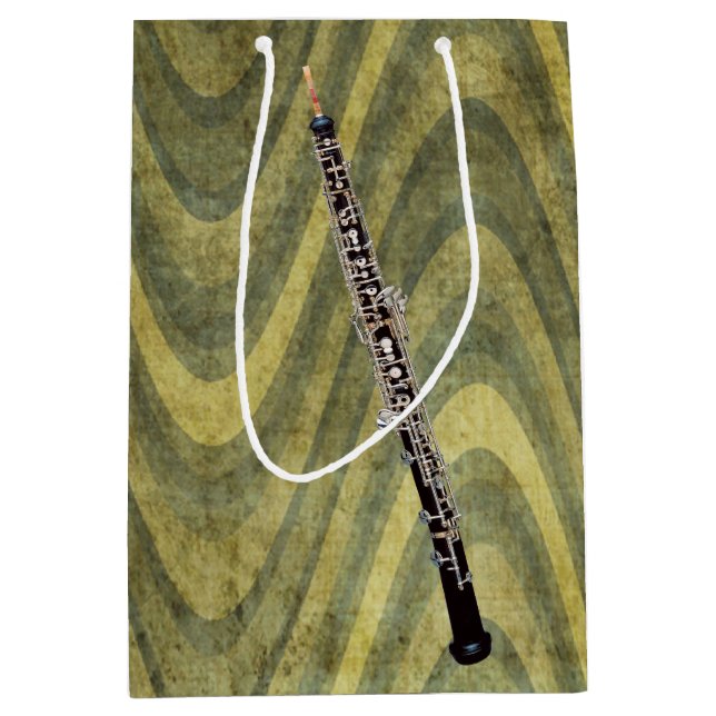 Oboe vågigt på grönt görad randig bakgrund (Framsidan)