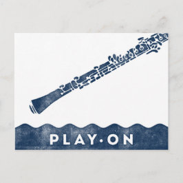 Oboe vycard - Vintage Retro Navy Blue White Vykort