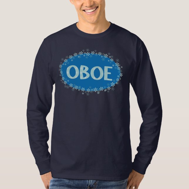 Oboe Winter Snöflingor T Shirt (Framsida)