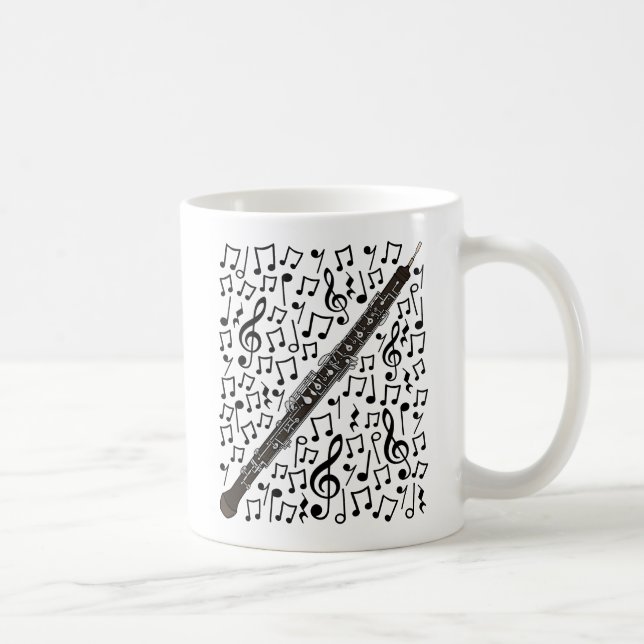 Oboe with Musik noter, Oboist Woodwind Musician Kaffemugg (Höger)