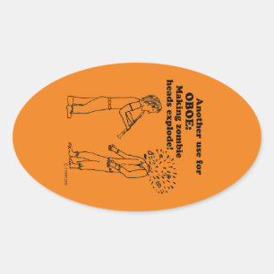 Oboe Zombie Explode Oval Sticker Ovalt Klistermärke