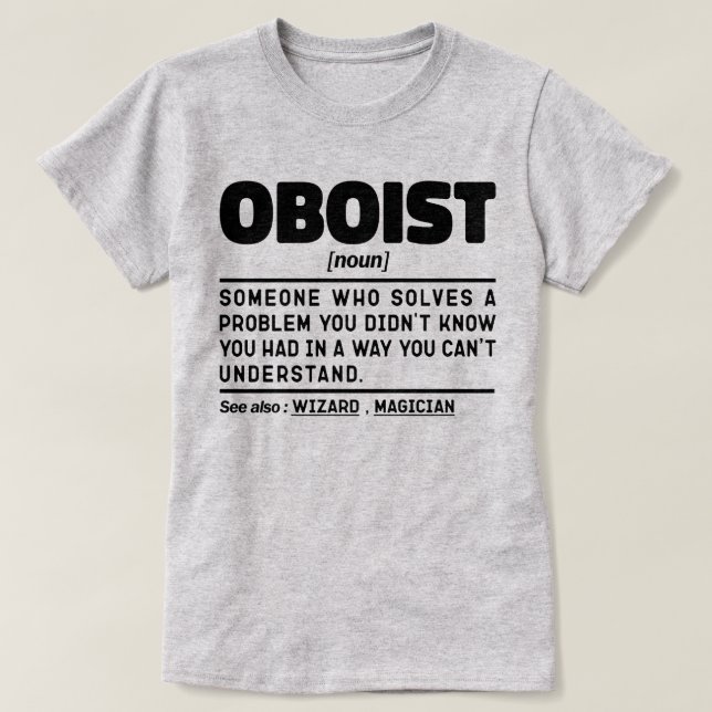 Oboistiska Noun-definitionsband i spelaren T Shirt (Design framsida)
