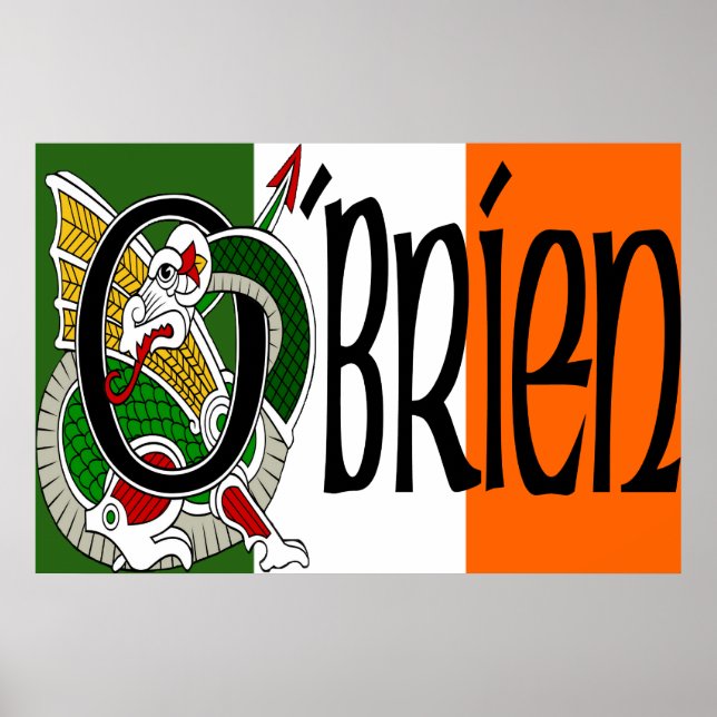 O'Brien Dragon Irish Flagga Poster Skriv ut (Framsidan)