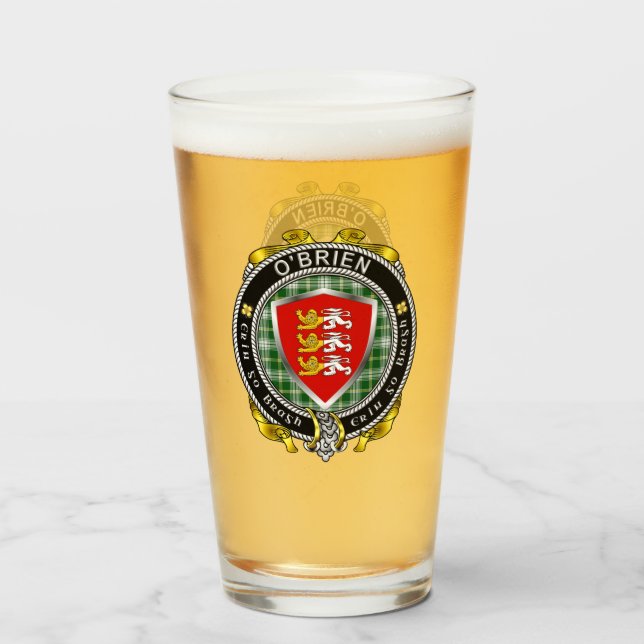 O'Brien Irish Shield Beer Glass Glaskopp (Framsida fylld)