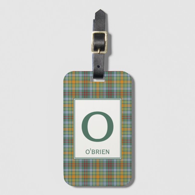 O'Brien Tartan Grönt Play Mönster Bagagebricka (Framsida vertikal)