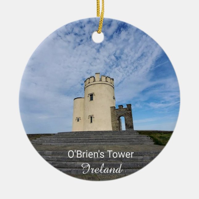 O'Brien's Tower Irland present Julgransprydnad Keramik (Framsidan)