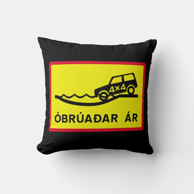 Obrodd flod, Trafikskylt, Island Kudde (Framsida)