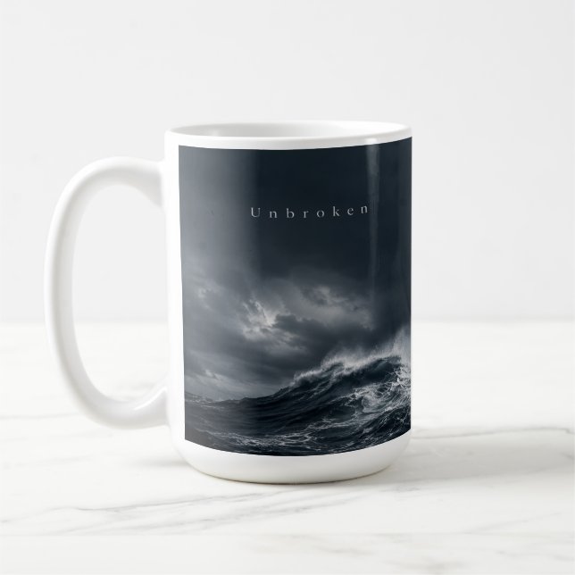Obrottlig - Mörk Stormig Ocean Estetisk Citat Kaffemugg (Vänster)