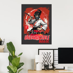 Obryt hjärta Anime Kampsport Flicka Karate Konst Poster