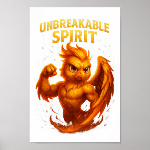 Obrytbar anda - Fiery Phoenix Tecknad PRINT! Poster