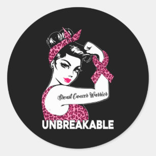 Obrytbar stark K Leopard Breast Cancer Warrior Runt Klistermärke