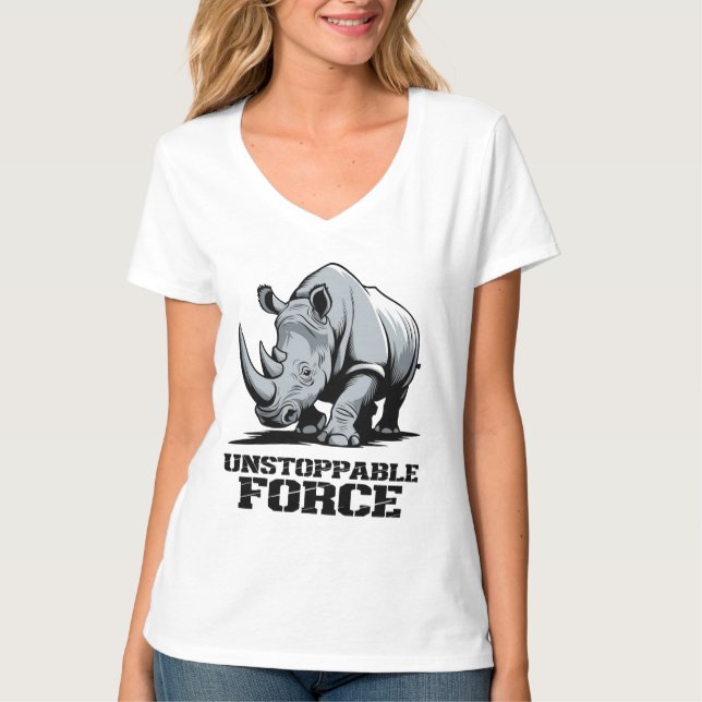 Obrytbara Rhino: Styrka och strömlös utan urlaknin T Shirt (Framsida)