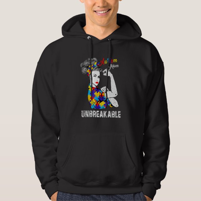 Obrytbara T-autism-medvetandegöranden i Mamma Hoodie (Framsida)