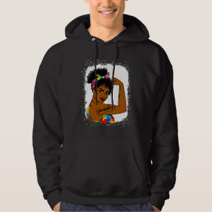 Obrytbara världsautismmedvetenheten om Autism Afro Hoodie