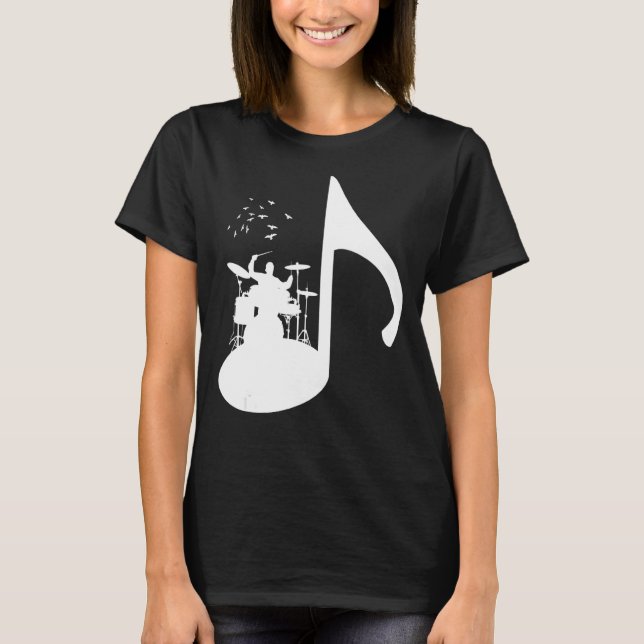 Obs! Drummer-design för fåglar T Shirt (Framsida)