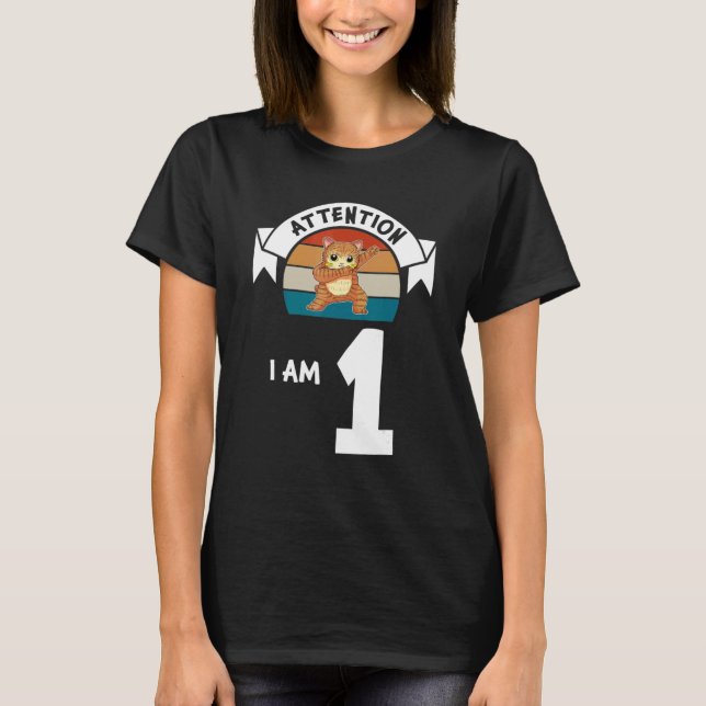 Obs! Jag är 1 katt 1 födelsedag. T Shirt (Framsida)