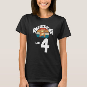 Obs! Jag är fyra 4e födelsedagen-kattens födelseda T Shirt