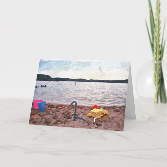 OBS: Sjö Harriet, "at Beach"_ Card Kort (Framsida)