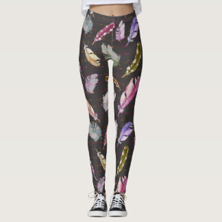 Obs! Vattenfärg Bird Mönster. Leggings