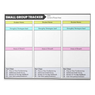 Observationer från Small Group Data Tracker Studen Anteckningsblock